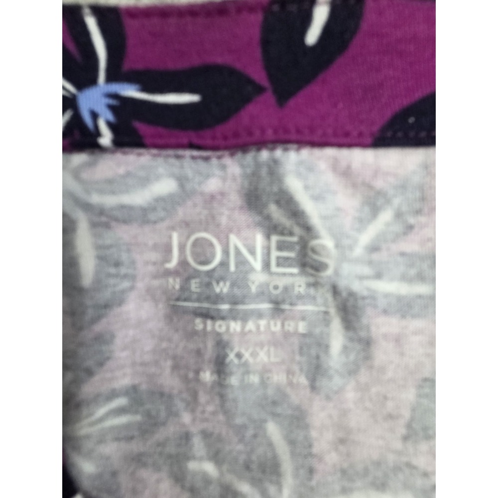 Jones New York Signature Womens 3XL Tunic Top Purple Hollyhock Print V Neck NEW - Picture 5 of 8